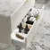 Cadiz Fluted Linen White Wall Hung Drawer Vanity with Marble Top & Reno Basin 1000mm - Brushed Brass Accents