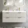 Cadiz Fluted Linen White Wall Hung Double Basin Drawer Vanity 1200mm - Brushed Brass Accents