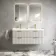 Cadiz Fluted Linen White Wall Hung Double Basin Drawer Vanity 1200mm - Brushed Brass Accents