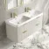 Cadiz Fluted Linen White Wall Hung Double Basin Drawer Vanity 1200mm - Brushed Brass Accents