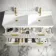 Cadiz Fluted Linen White Wall Hung Double Basin Drawer Vanity 1200mm - Brushed Brass Accents