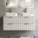 Cadiz Fluted Linen White Double Wall Hung Drawer Vanity with Marble Top & Marin Basin 1200mm - Brushed Brass Accents