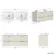 Cadiz Fluted Linen White Double Wall Hung Drawer Vanity with Marble Top & Marin Basin 1200mm - Brushed Brass Accents