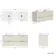Cadiz Fluted Linen White Double Wall Hung Drawer Vanity with Marble Top & Nevis Basin 1200mm - Brushed Brass Accents