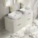 Cadiz Fluted Linen White Double Wall Hung Drawer Vanity with Marble Top & Reno Basin 1200mm - Brushed Brass Accents