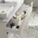Cadiz Fluted Linen White Double Wall Hung Drawer Vanity with Marble Top & Reno Basin 1200mm - Brushed Brass Accents