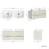 Cadiz Fluted Linen White Double Wall Hung Drawer Vanity with Marble Top & Reno Basin 1200mm - Brushed Brass Accents