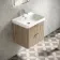 Cadiz Fluted Apex Oak Wall Hung Basin Drawer Vanity 600mm - Chrome Handles