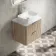 Cadiz Fluted Apex Oak Wall Hung Drawer Vanity with Marble Top & Marin Basin 600mm - Chrome Handles