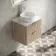 Cadiz Fluted Apex Oak Wall Hung Drawer Vanity with Marble Top & Nevis Basin 600mm - Chrome Handles