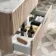 Cadiz Fluted Apex Oak Wall Hung Drawer Vanity with Marble Top & Nevis Basin 800mm - Chrome Handles