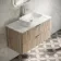 Cadiz Fluted Apex Oak Wall Hung Drawer Vanity with Marble Top 1000mm (Excludes Basin) - Chrome Handles