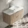 Cadiz Fluted Apex Oak Wall Hung Drawer Vanity with Marble Top & Marin Basin 1000mm - Chrome Handles