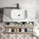Cadiz Fluted Apex Oak Wall Hung Drawer Vanity with Marble Top & Marin Basin 1000mm - Chrome Handles