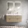 Cadiz Fluted Apex Oak Wall Hung Double Basin Drawer Vanity 1200mm - Chrome Handles
