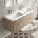 Cadiz Fluted Apex Oak Wall Hung Double Basin Drawer Vanity 1200mm - Chrome Handles