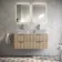 Cadiz Fluted Apex Oak Double Wall Hung Drawer Vanity with Marble Top 1200mm (Excludes Basin) - Chrome Handles