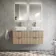 Cadiz Fluted Apex Oak Double Wall Hung Drawer Vanity with Marble Top & Reno Basin 1200mm - Chrome Handles