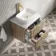 Cadiz Fluted Apex Oak Wall Hung Drawer Vanity with Marble Top & Reno Basin 600mm - Brushed Brass Accents