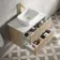 Cadiz Fluted Apex Oak Wall Hung Drawer Vanity with Marble Top & Marin Basin 800mm - Brushed Brass Accents