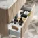 Cadiz Fluted Apex Oak Wall Hung Drawer Vanity with Marble Top & Marin Basin 800mm - Brushed Brass Accents