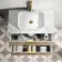 Cadiz Fluted Apex Oak Wall Hung Drawer Vanity with Marble Top & Reno Basin 800mm - Brushed Brass Accents