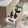 Cadiz Fluted Apex Oak Wall Hung Drawer Vanity with Marble Top & Reno Basin 800mm - Brushed Brass Accents