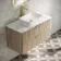 Cadiz Fluted Apex Oak Wall Hung Drawer Vanity with Marble Top 1000mm (Excludes Basin) - Brushed Brass Accents