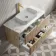Cadiz Fluted Apex Oak Wall Hung Drawer Vanity with Marble Top 1000mm (Excludes Basin) - Brushed Brass Accents