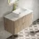 Cadiz Fluted Apex Oak Wall Hung Drawer Vanity with Marble Top & Marin Basin 1000mm - Brushed Brass Accents