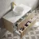 Cadiz Fluted Apex Oak Wall Hung Drawer Vanity with Marble Top & Nevis Basin 1000mm - Brushed Brass Accents