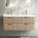 Cadiz Fluted Apex Oak Wall Hung Double Basin Drawer Vanity 1200mm - Brushed Brass Accents