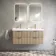 Cadiz Fluted Apex Oak Wall Hung Double Basin Drawer Vanity 1200mm - Brushed Brass Accents