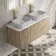 Cadiz Fluted Apex Oak Double Wall Hung Drawer Vanity with Marble Top 1200mm (Excludes Basin) - Brushed Brass Accents