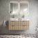 Cadiz Fluted Apex Oak Double Wall Hung Drawer Vanity with Marble Top & Marin Basin 1200mm - Brushed Brass Accents