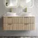 Cadiz Fluted Apex Oak Double Wall Hung Drawer Vanity with Marble Top & Nevis Basin 1200mm - Brushed Brass Accents