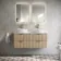 Cadiz Fluted Apex Oak Double Wall Hung Drawer Vanity with Marble Top & Nevis Basin 1200mm - Brushed Brass Accents