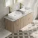 Cadiz Fluted Apex Oak Double Wall Hung Drawer Vanity with Marble Top & Reno Basin 1200mm - Brushed Brass Accents