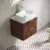 Cadiz Fluted Apex Walnut Wall Hung Drawer Vanity with Marble Top 600mm (Excludes Basin) - Chrome Handles
