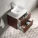 Cadiz Fluted Apex Walnut Wall Hung Drawer Vanity with Marble Top & Reno Basin 600mm - Chrome Handles