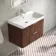 Cadiz Fluted Apex Walnut Wall Hung Basin Drawer Vanity 800mm - Chrome Handles