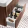 Cadiz Fluted Apex Walnut Wall Hung Basin Drawer Vanity 800mm - Chrome Handles