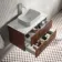 Cadiz Fluted Apex Walnut Wall Hung Drawer Vanity with Marble Top 800mm (Excludes Basin) - Chrome Handles