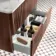 Cadiz Fluted Apex Walnut Wall Hung Drawer Vanity with Marble Top & Marin Basin 800mm - Chrome Handles