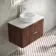 Cadiz Fluted Apex Walnut Wall Hung Drawer Vanity with Marble Top & Nevis Basin 800mm - Chrome Handles