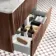 Cadiz Fluted Apex Walnut Wall Hung Drawer Vanity with Marble Top & Nevis Basin 800mm - Chrome Handles