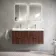 Cadiz Fluted Apex Walnut Wall Hung Double Basin Drawer Vanity 1200mm - Chrome Handles