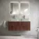 Cadiz Fluted Apex Walnut Double Wall Hung Drawer Vanity with Marble Top 1200mm (Excludes Basin) - Chrome Handles