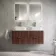 Cadiz Fluted Apex Walnut Double Wall Hung Drawer Vanity with Marble Top & Marin Basin 1200mm - Chrome Handles