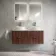 Cadiz Fluted Apex Walnut Double Wall Hung Drawer Vanity with Marble Top & Nevis Basin 1200mm - Chrome Handles
